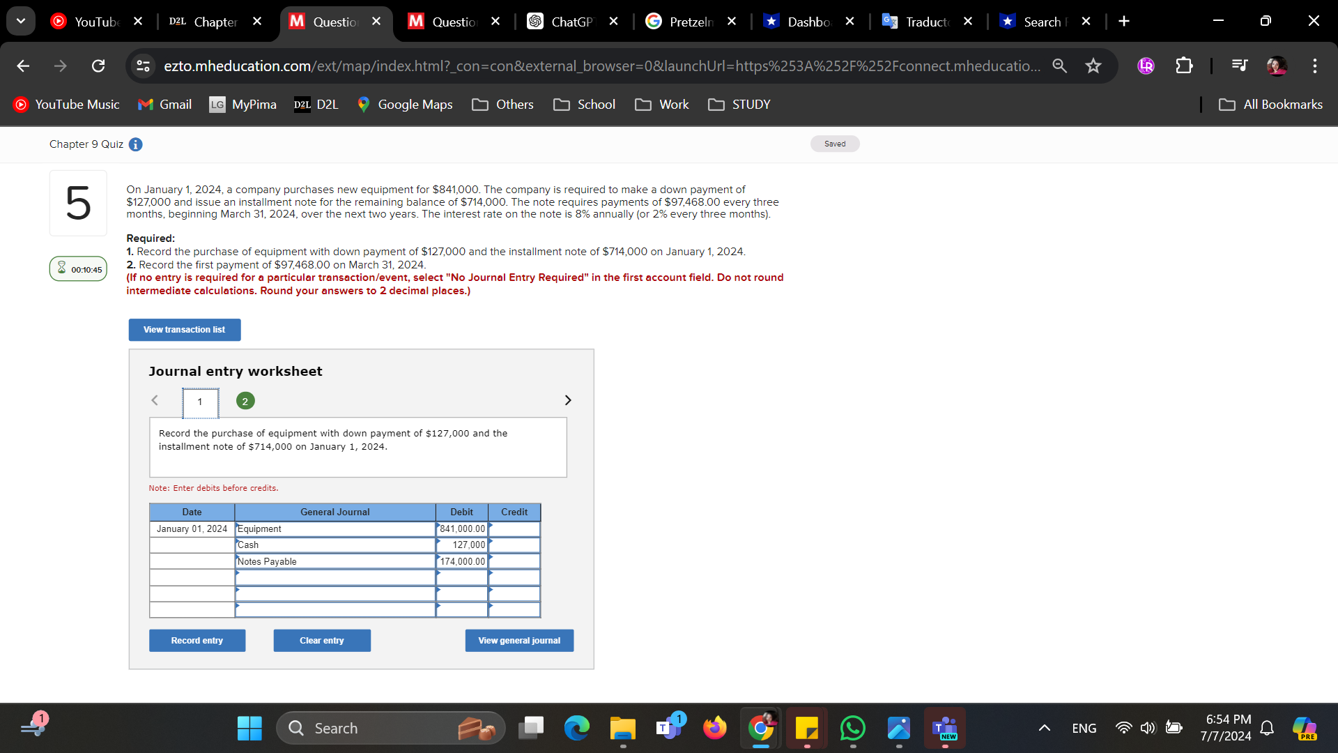 YouTube X D2L Chapter X M Question X M Question X