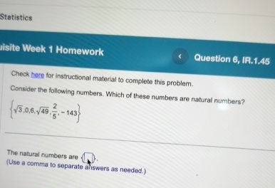 Statistics isite Week 1 Homework Question 6 , IR