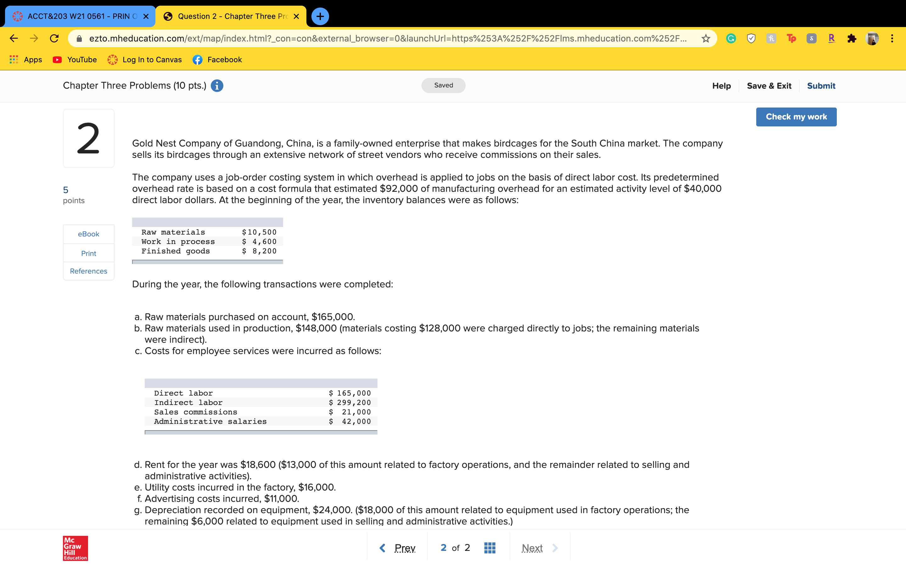 Please help 6 Question 2 - Chapter Three Pr: x 6