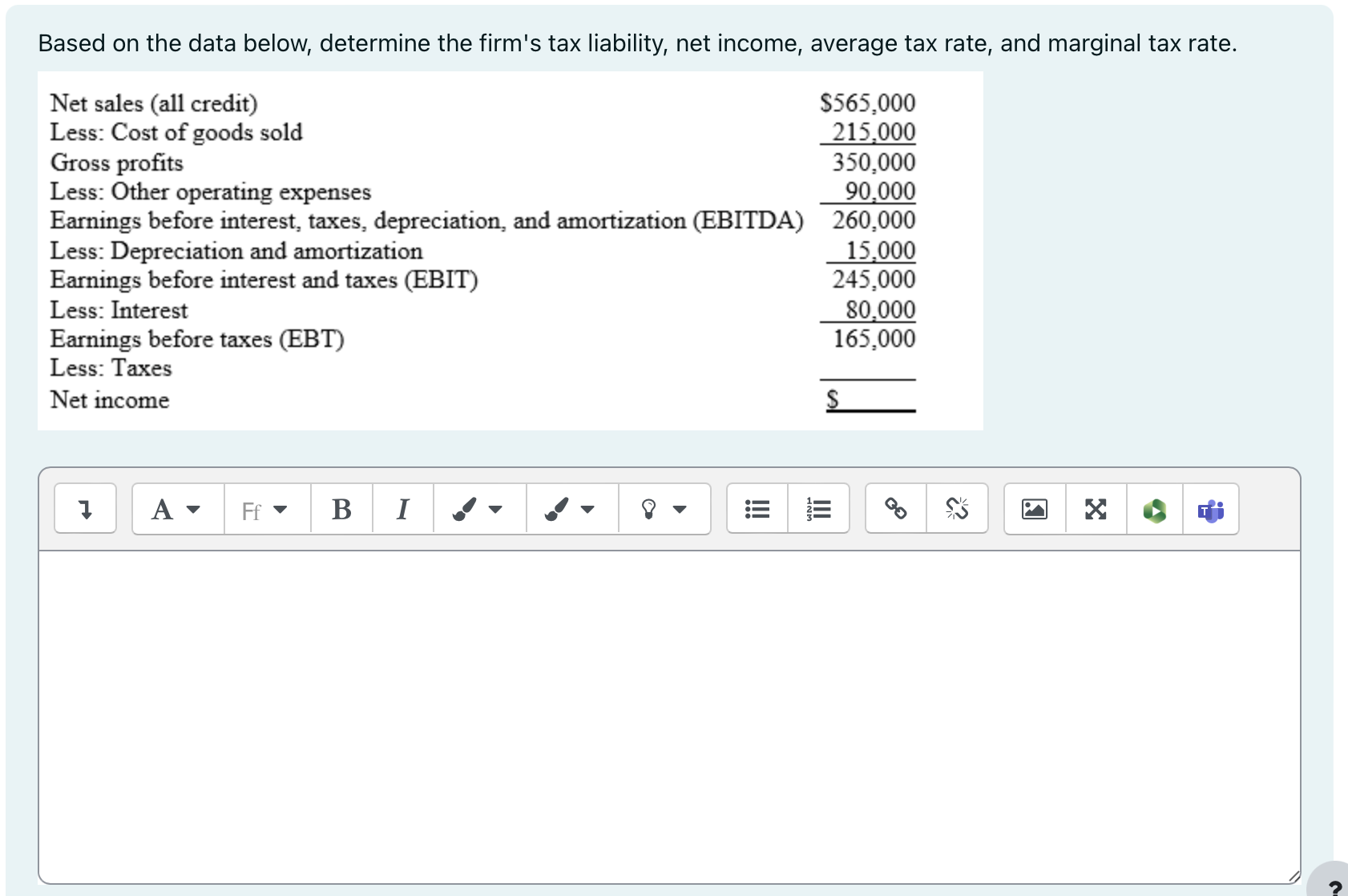 Based on the data below, determine the