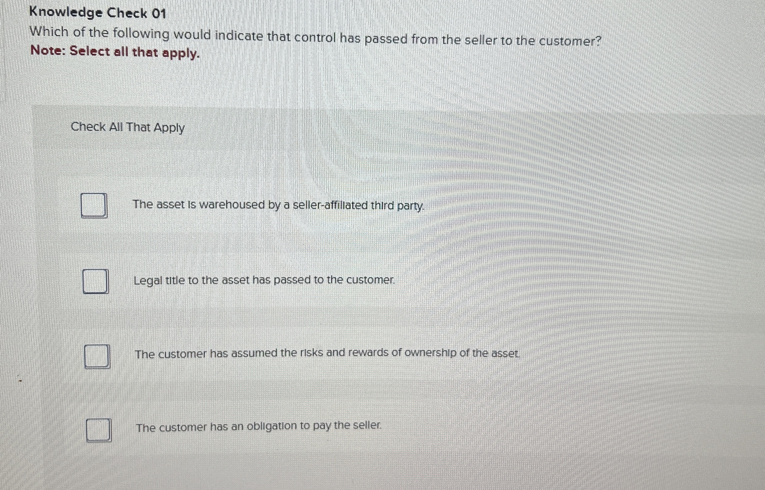 Knowledge Check 0 1 Which of the following would