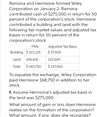 2 Ramona and Hermione formed Wiley Corporation on