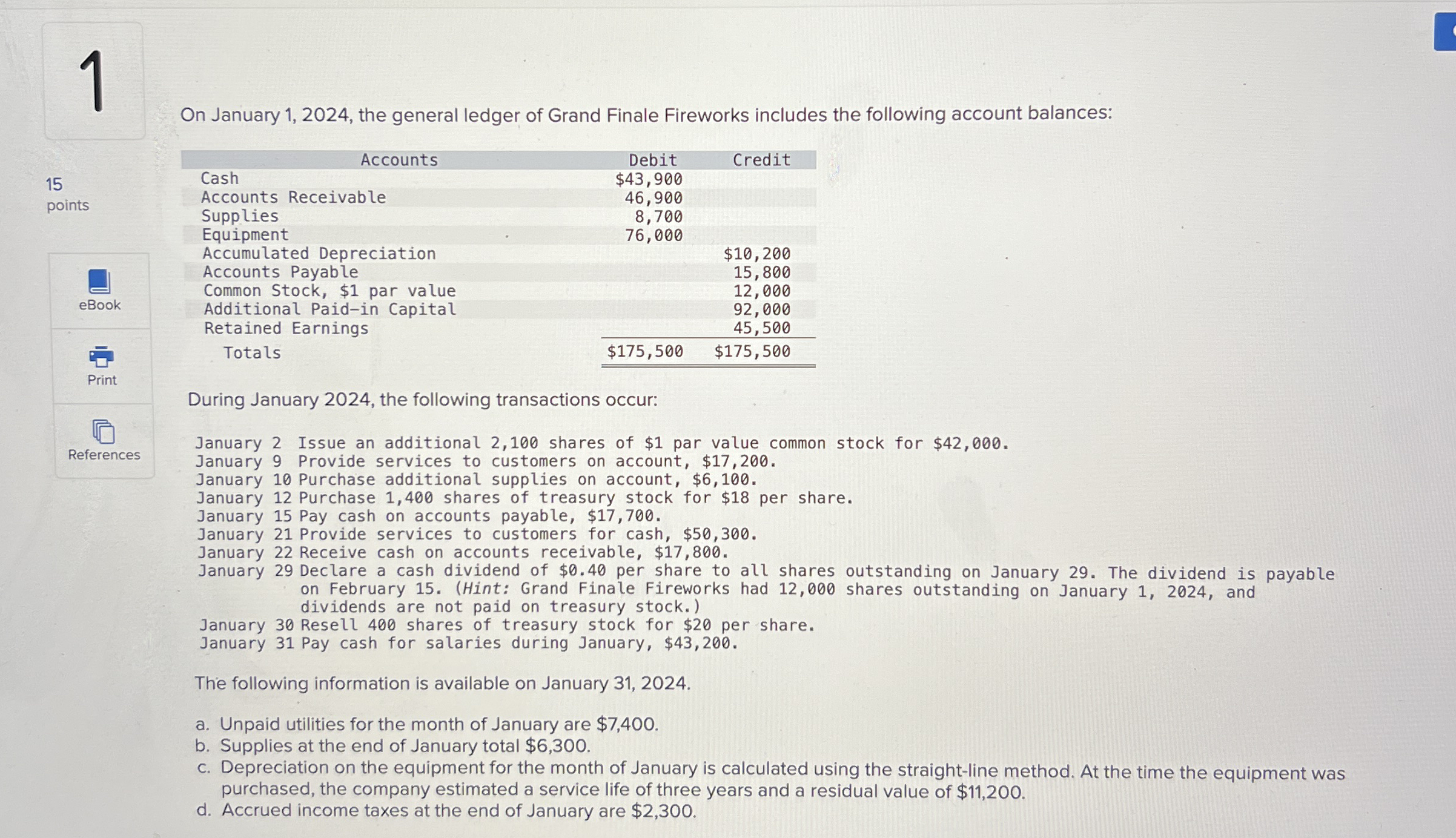 1 On January 1 , 2 0 2 4 , the general ledger of