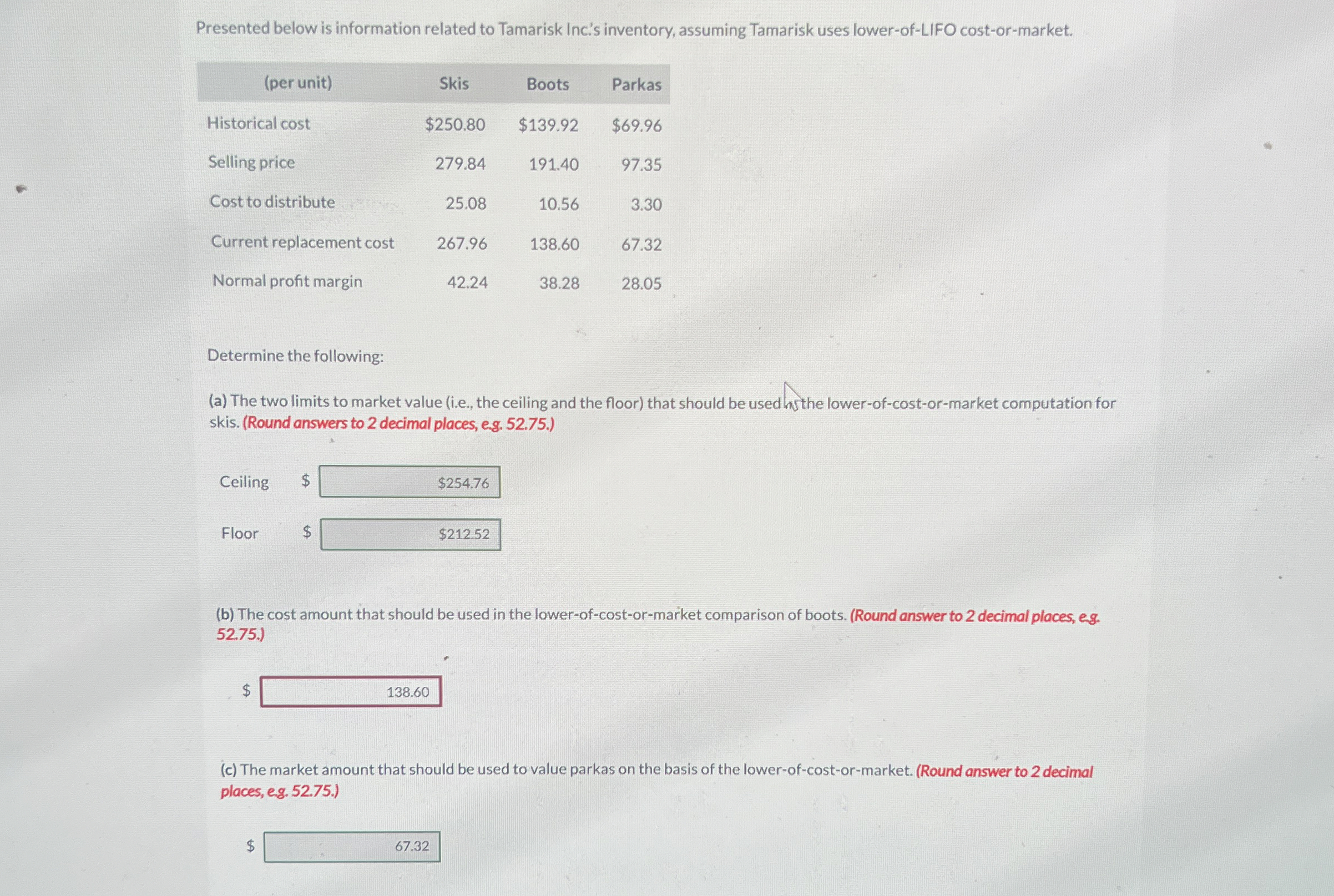 Presented below is information related to