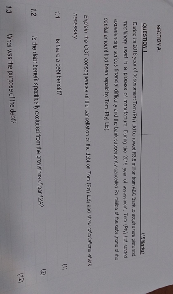 I need solutions for this question SECTION A: