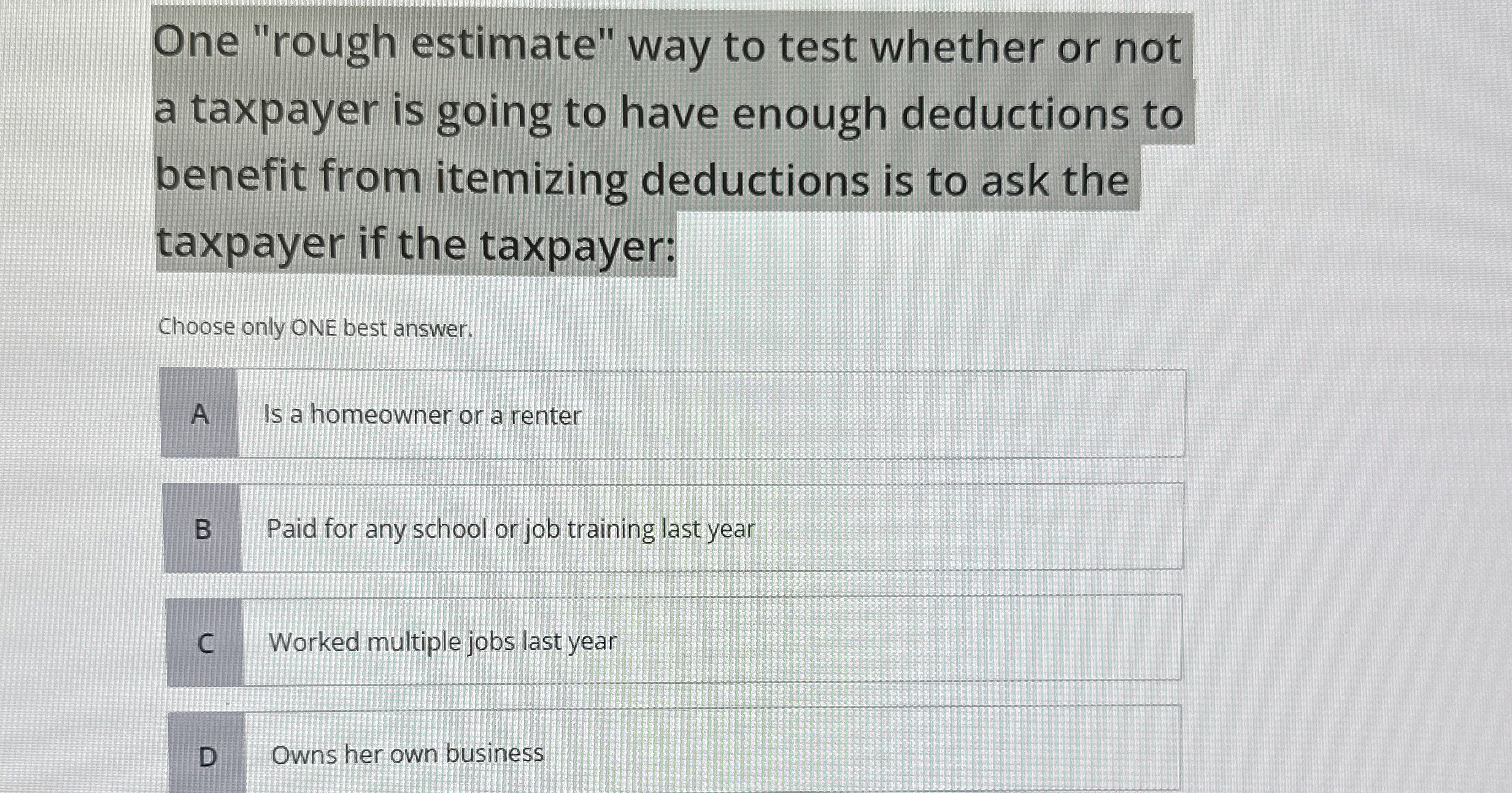 One "rough estimate" way to test whether or not a