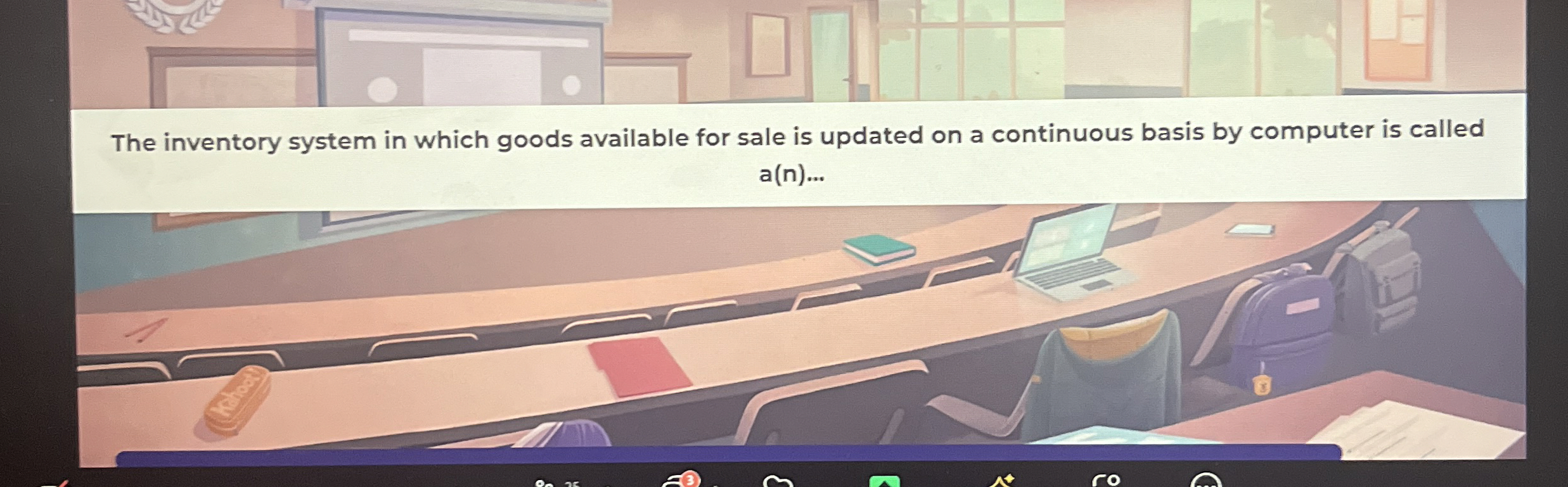 The inventory system in which goods available for