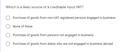 Which is e likely.r source of a creditable input