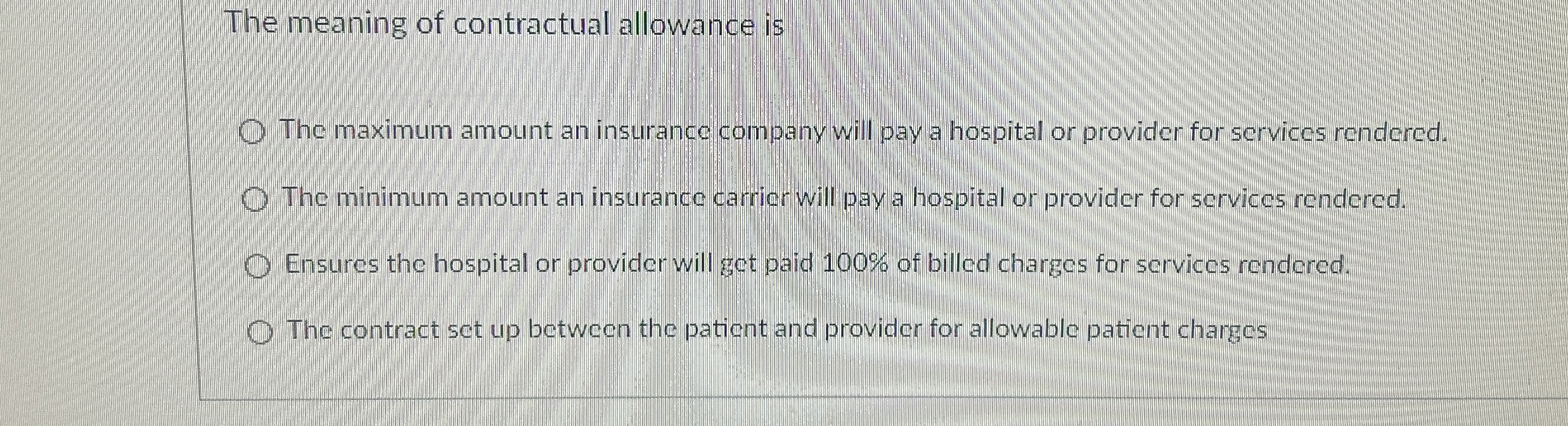 The meaning of contractual allowance is The