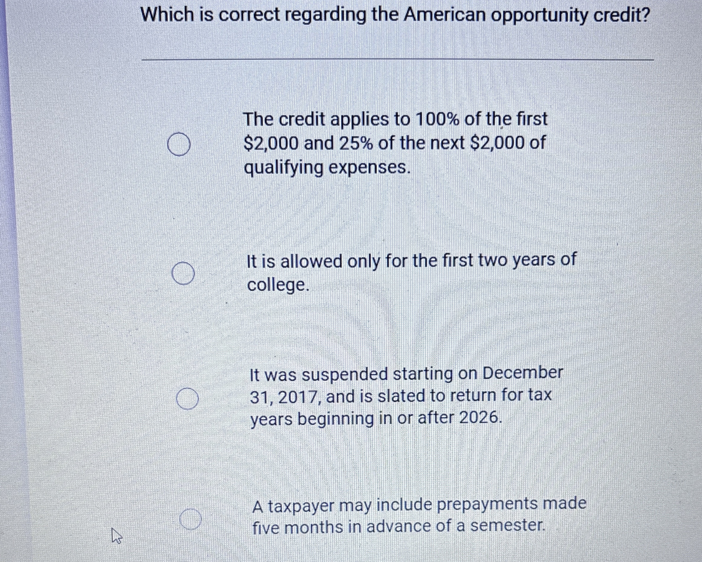 Which is correct regarding the American