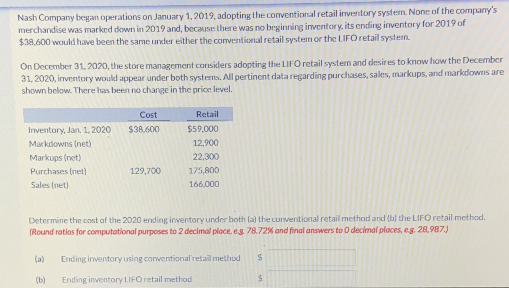 Nash Company began operations on January 1, 2019,