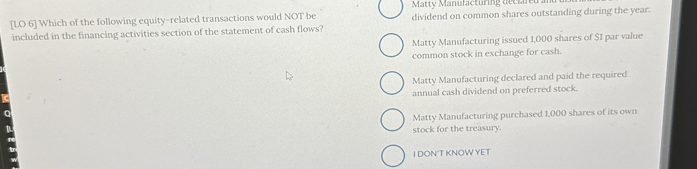 [ LO 6 ] Which of the following equity - related