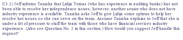 C3. 1) Jeff informs Tanisha that Lidija Tomas