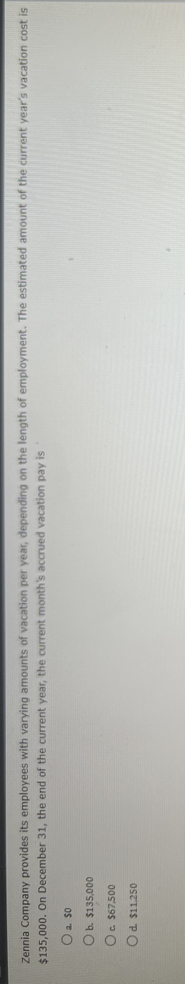 Zennia Company provides its employees with