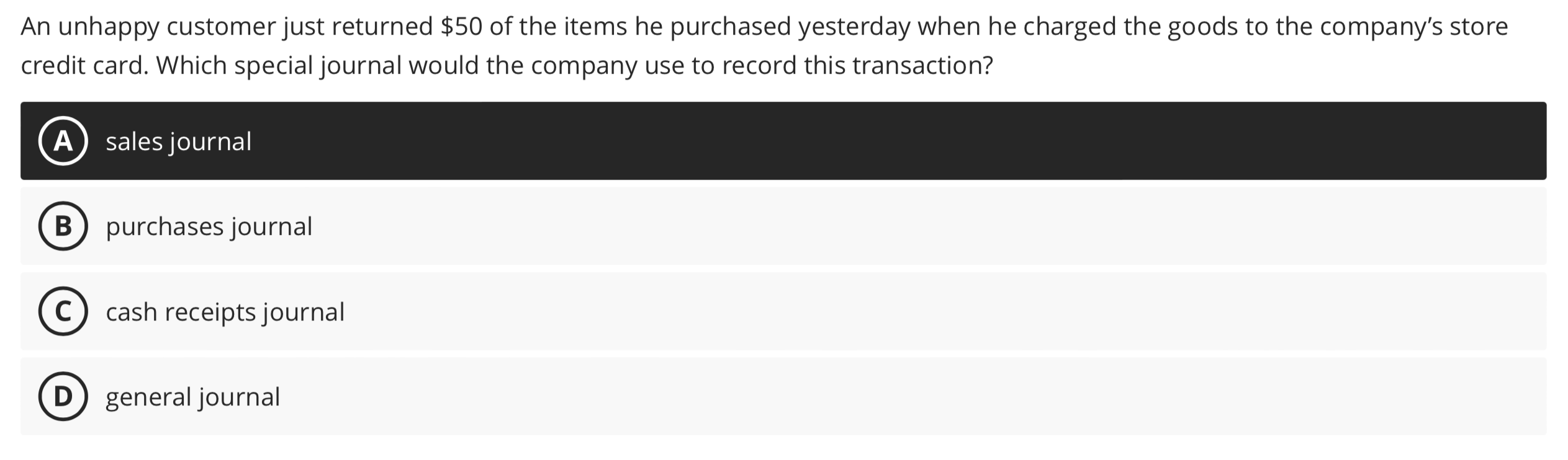 An unhappy customer just returned \ ( \ $ 5 0 \ )