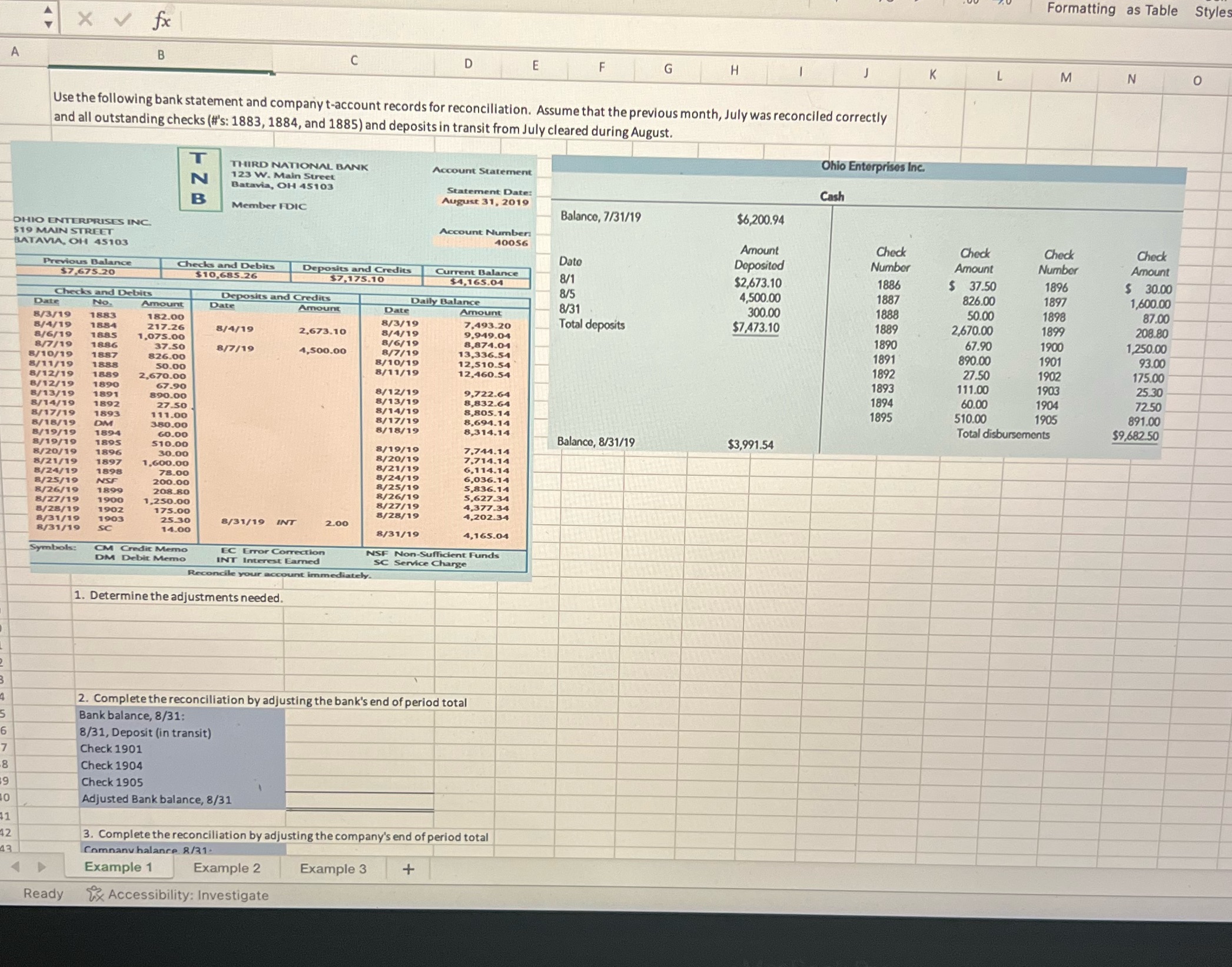 Formatting as Table Styles X V fx A B D E F G H I