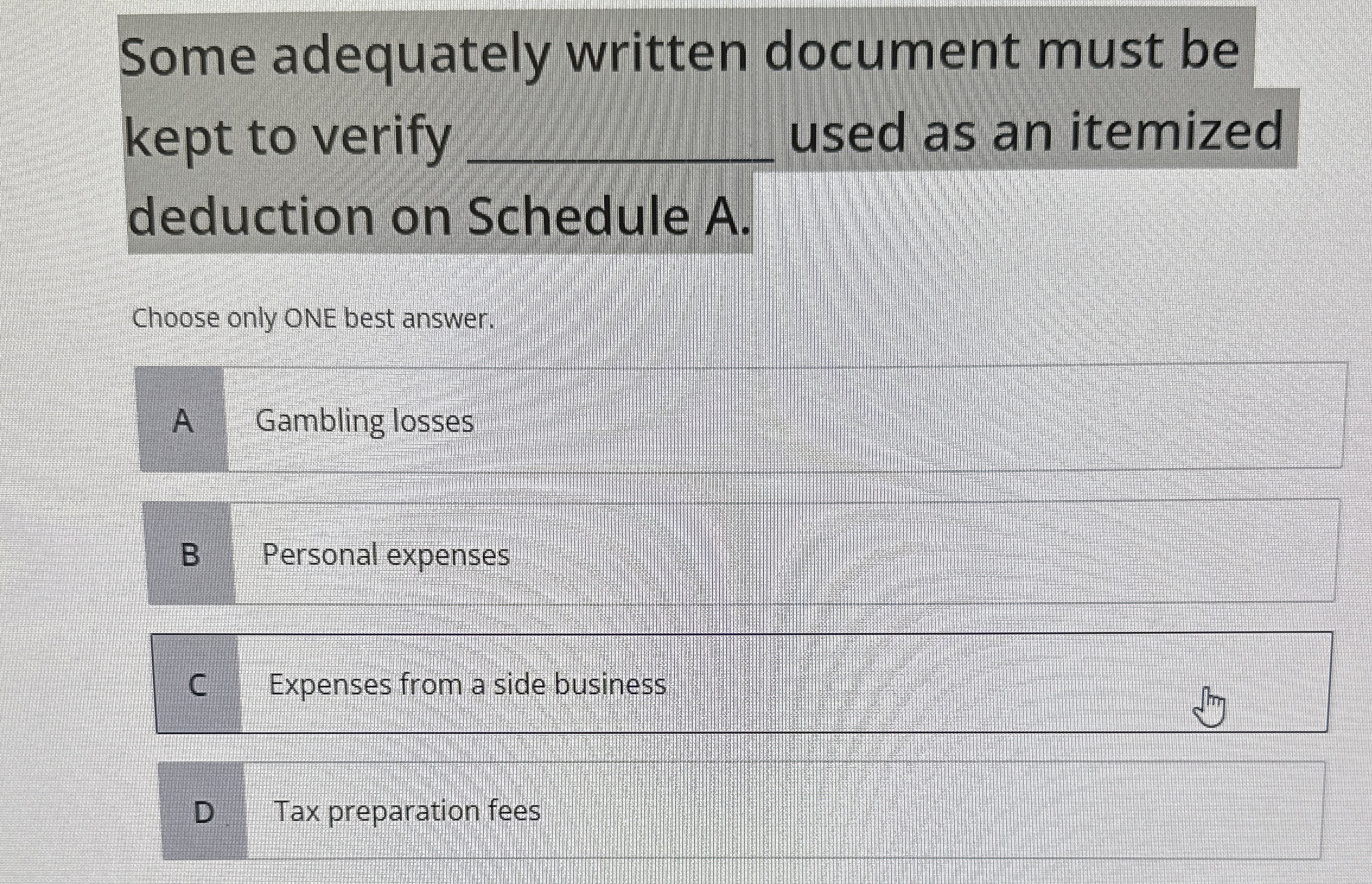 Some adequately written document must be kept to
