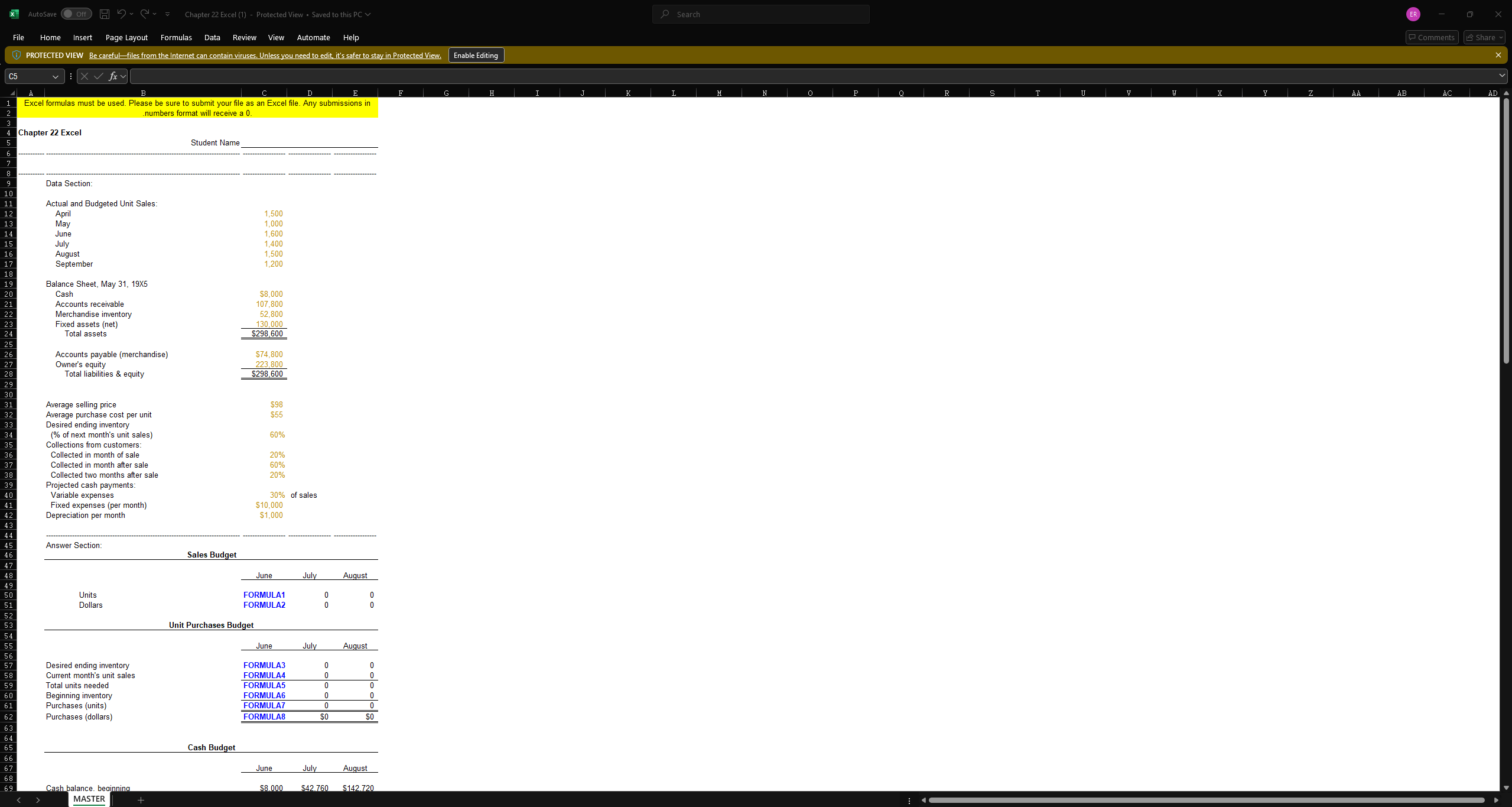 * AutoSave off) H ~ ~ ~ Chapter 22 Excel (1) -