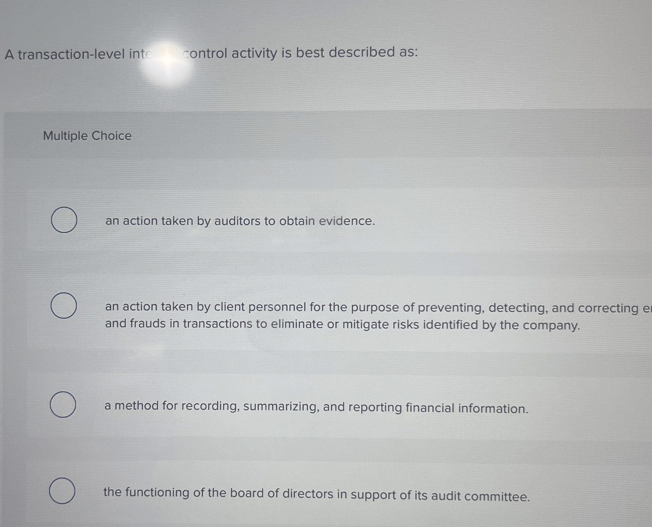 A transaction - level inte control activity is