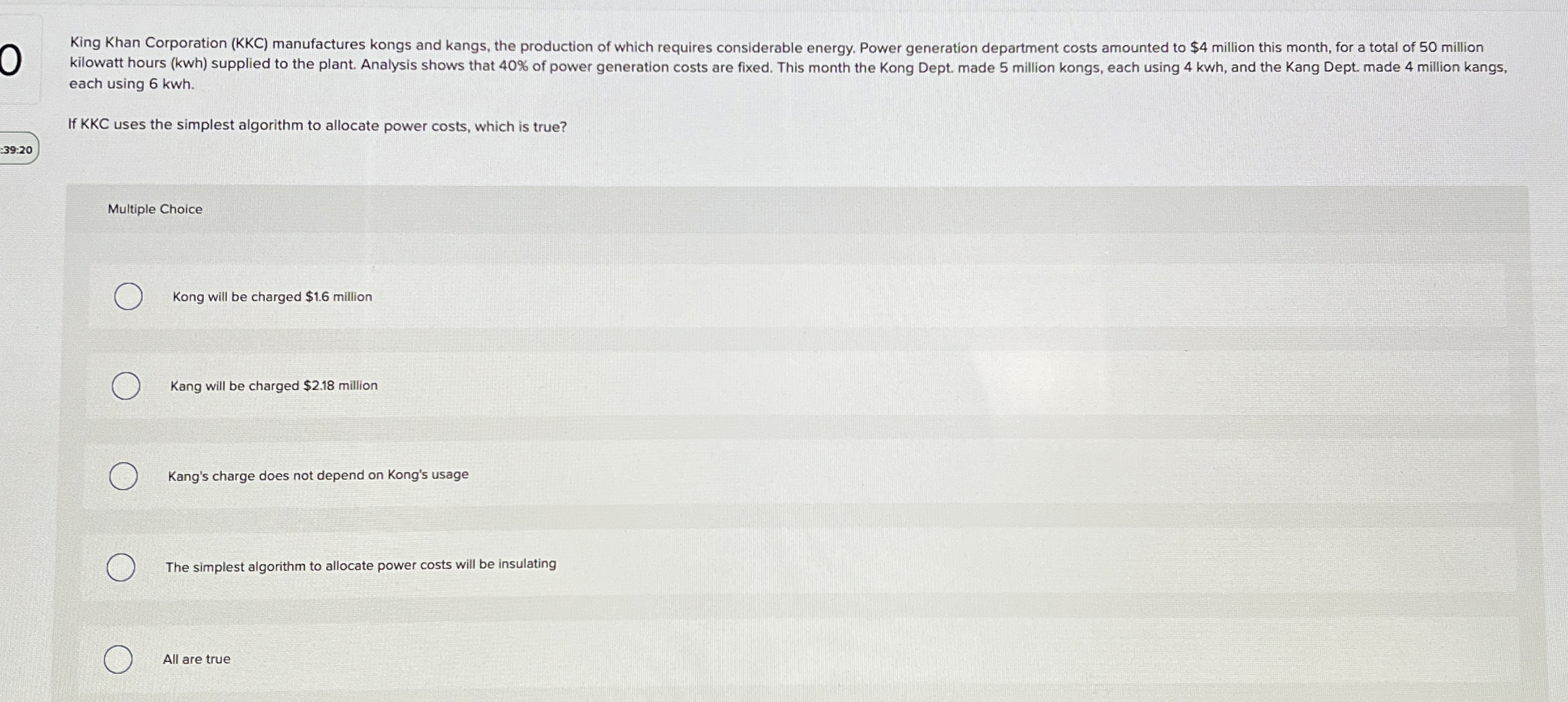 each using 6 kwh . If KKC uses the simplest