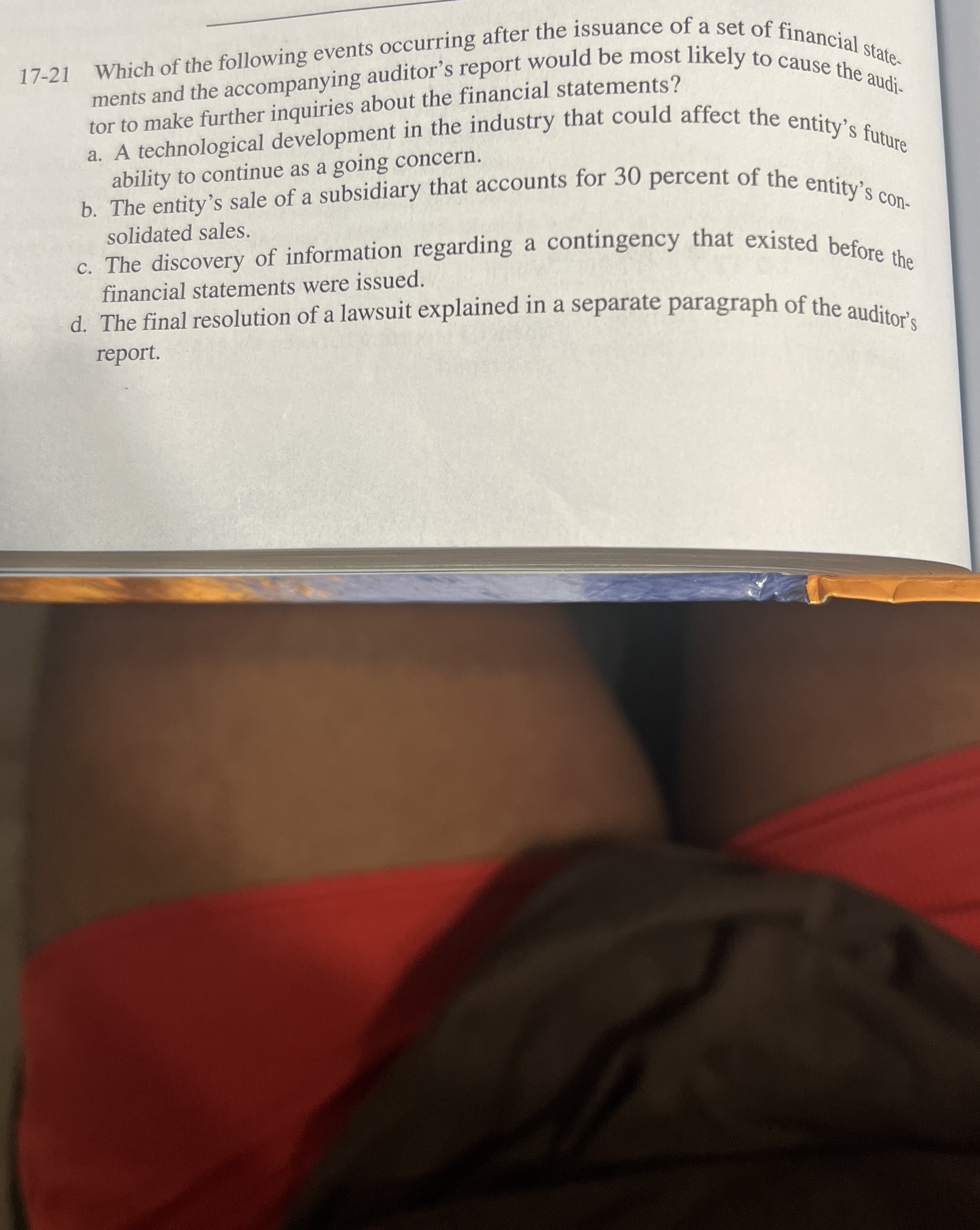 1 7 - 2 1 Which of the following events occurring