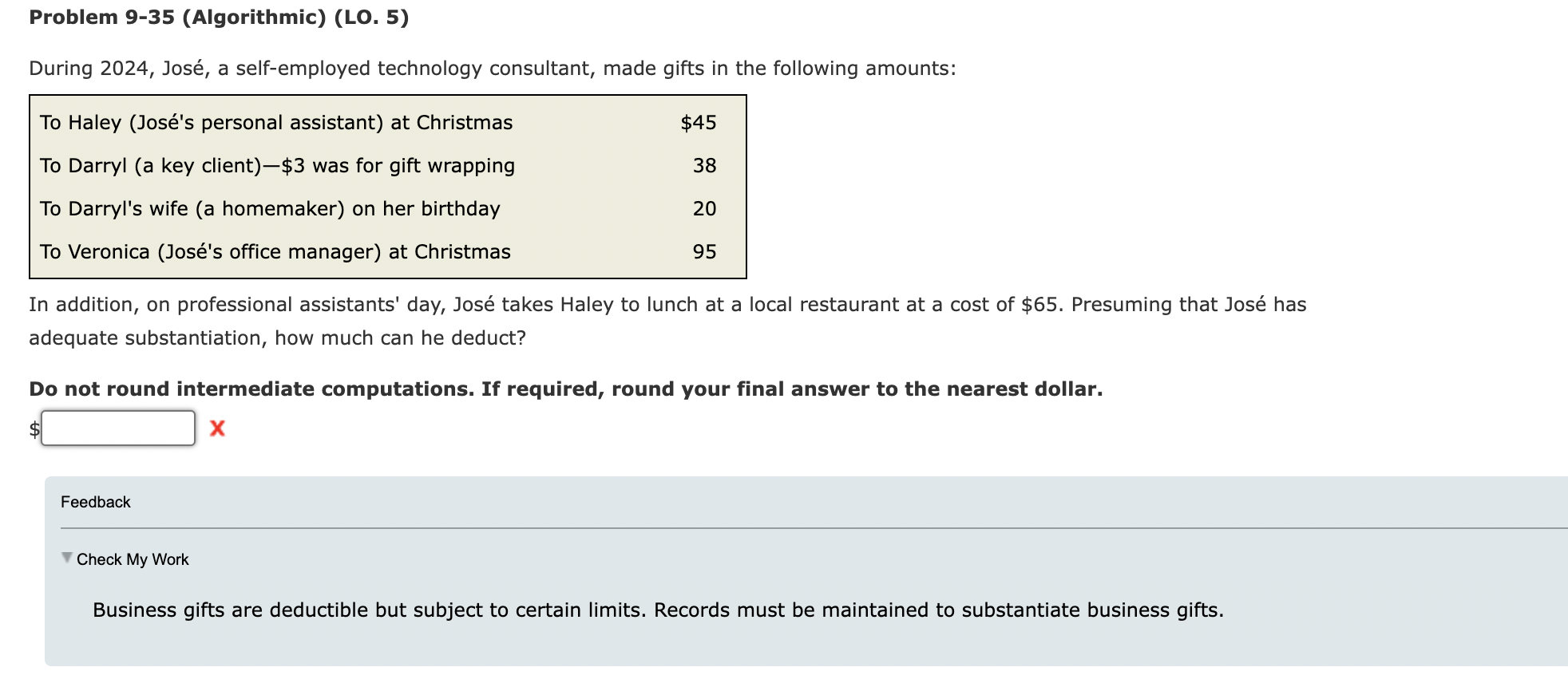 Business gifts are deductible but subject to