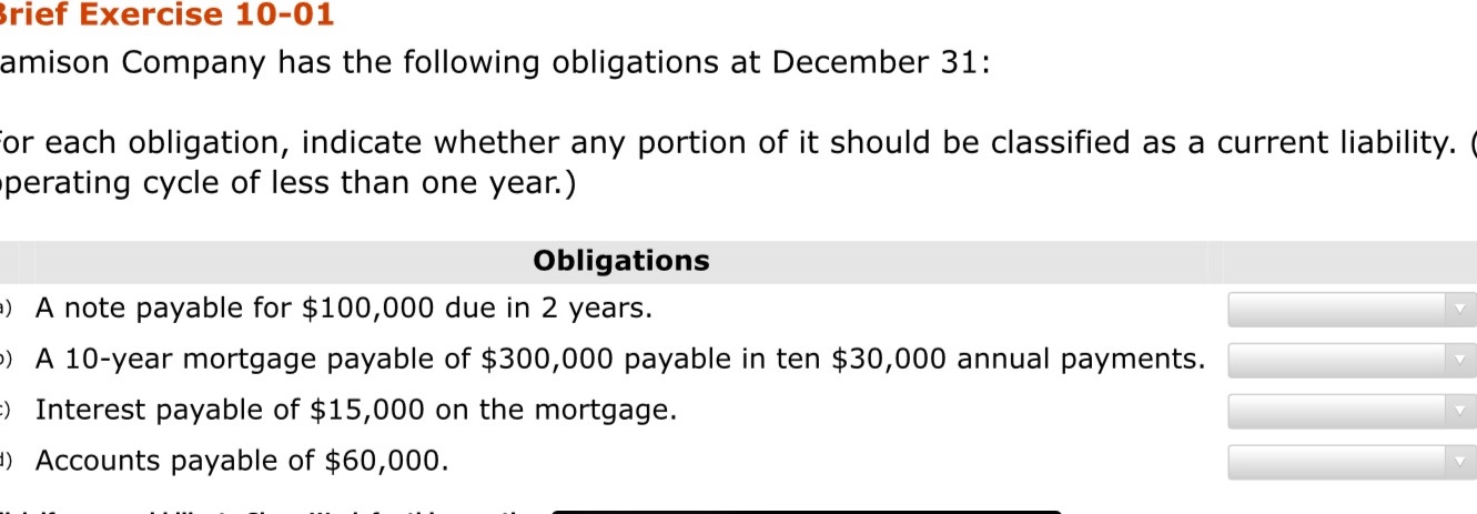 lrief Exercise 10-01 amison Company has the