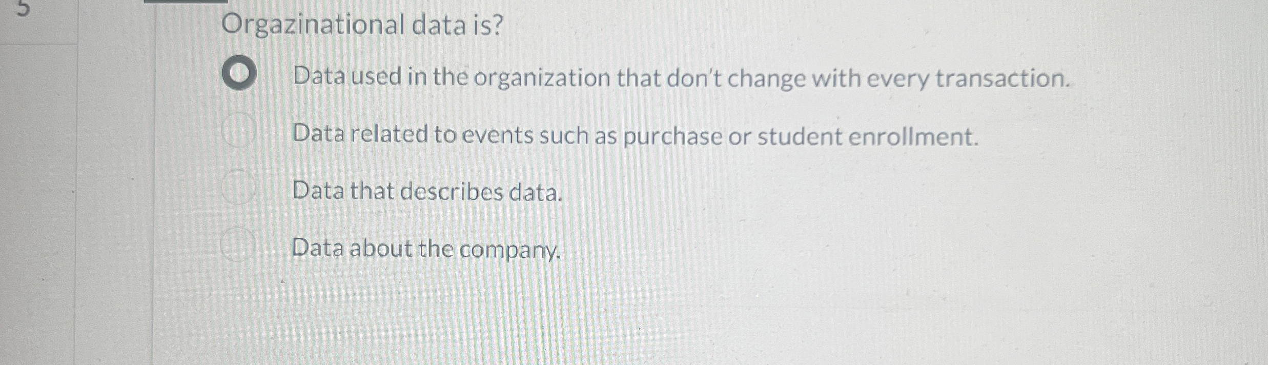 rgazinational data is ? Data used in the