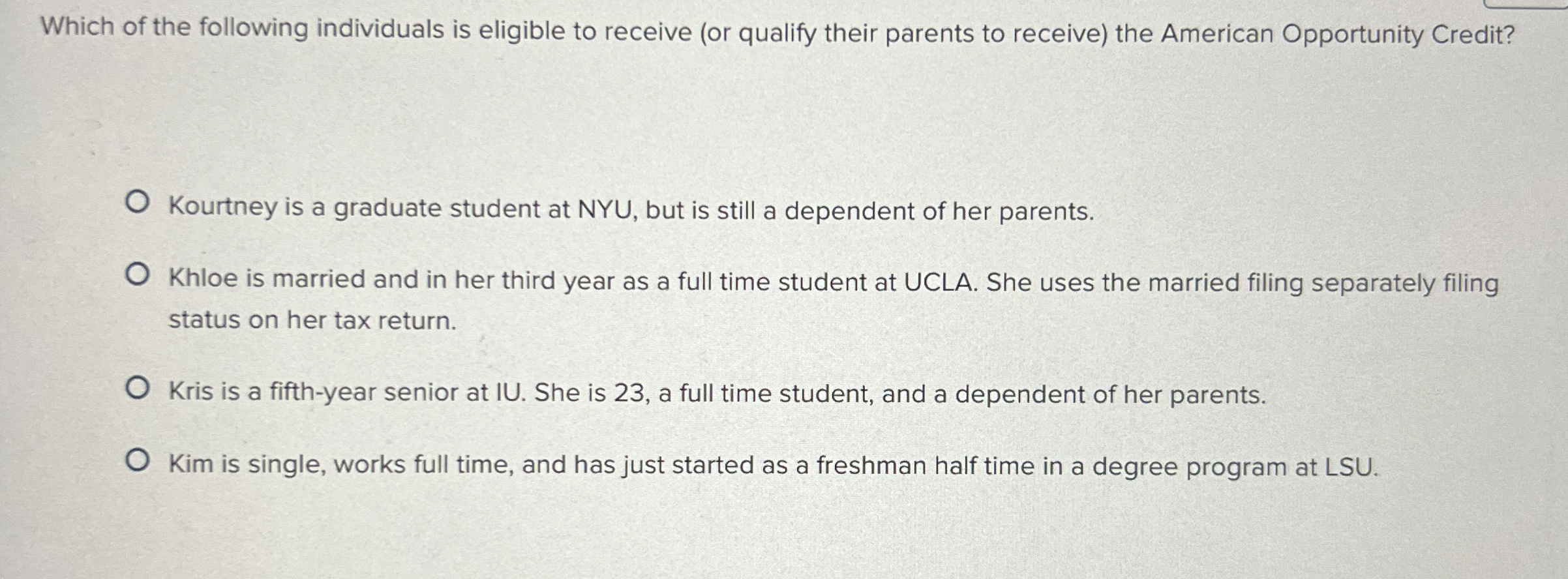 Which of the following individuals is eligible to