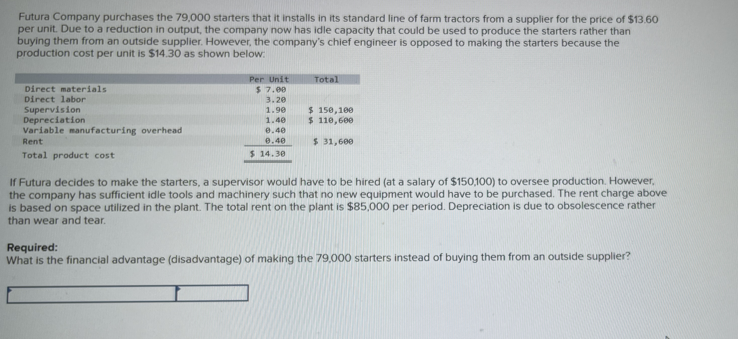 Futura Company purchases the 7 9 , 0 0 0 starters