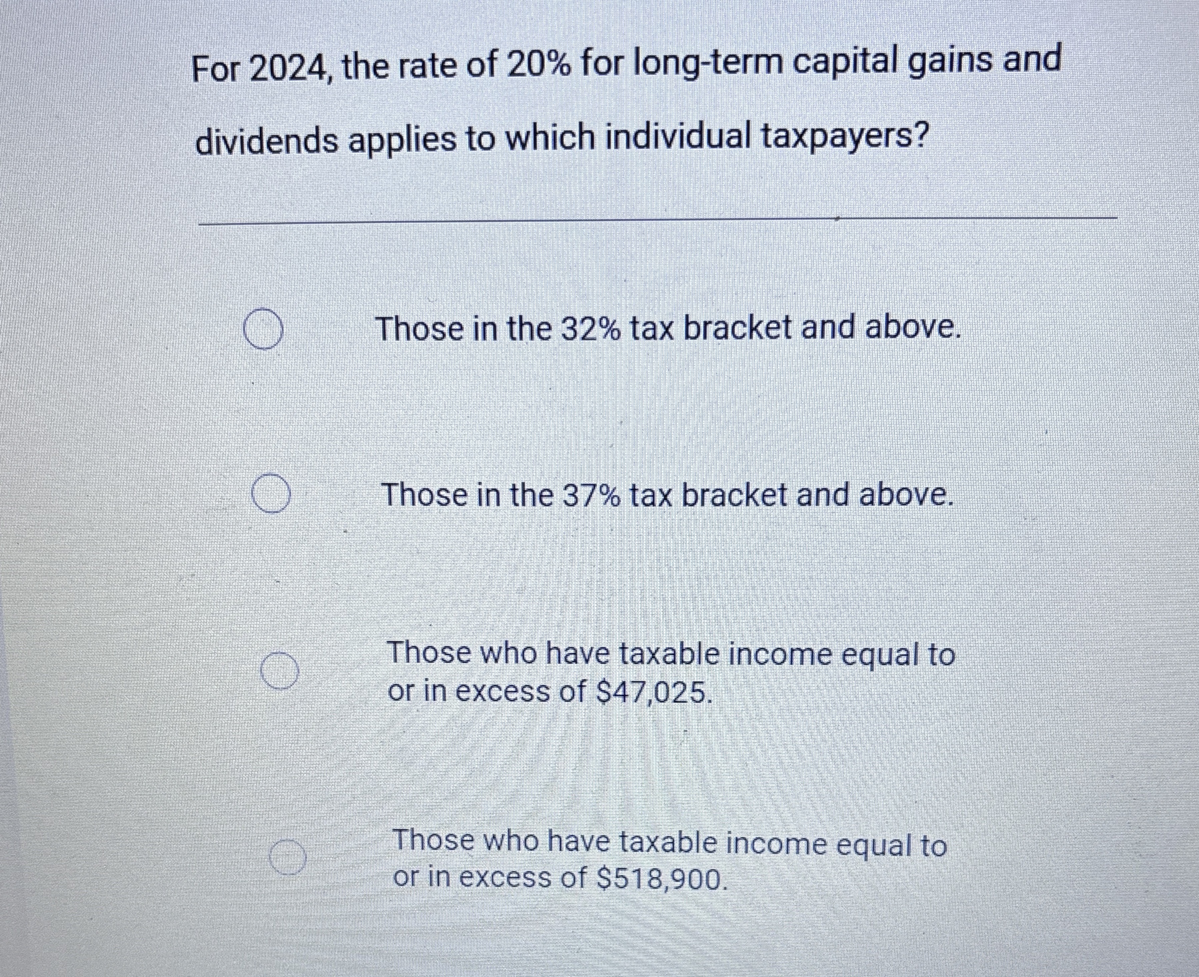 For 2 0 2 4 , the rate of 2 0 % for long - term