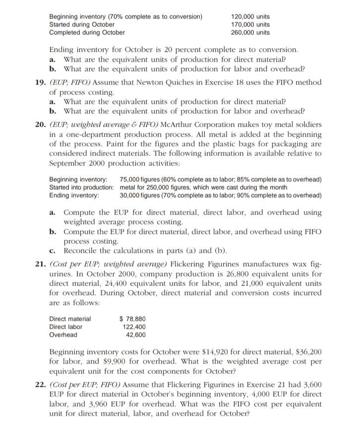 Continuation Beginning inventory (70% complete as