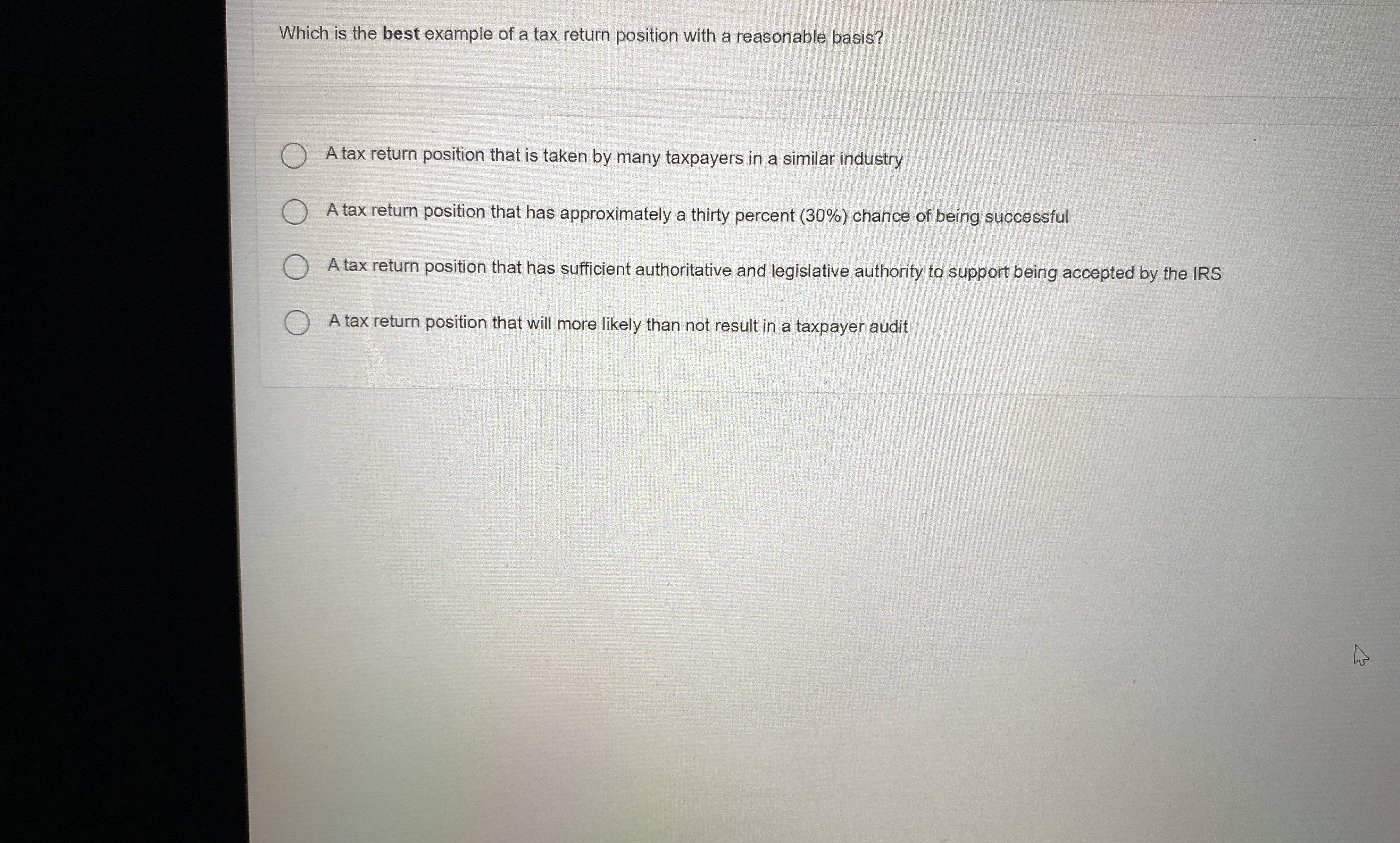 Which is the best example of a tax return
