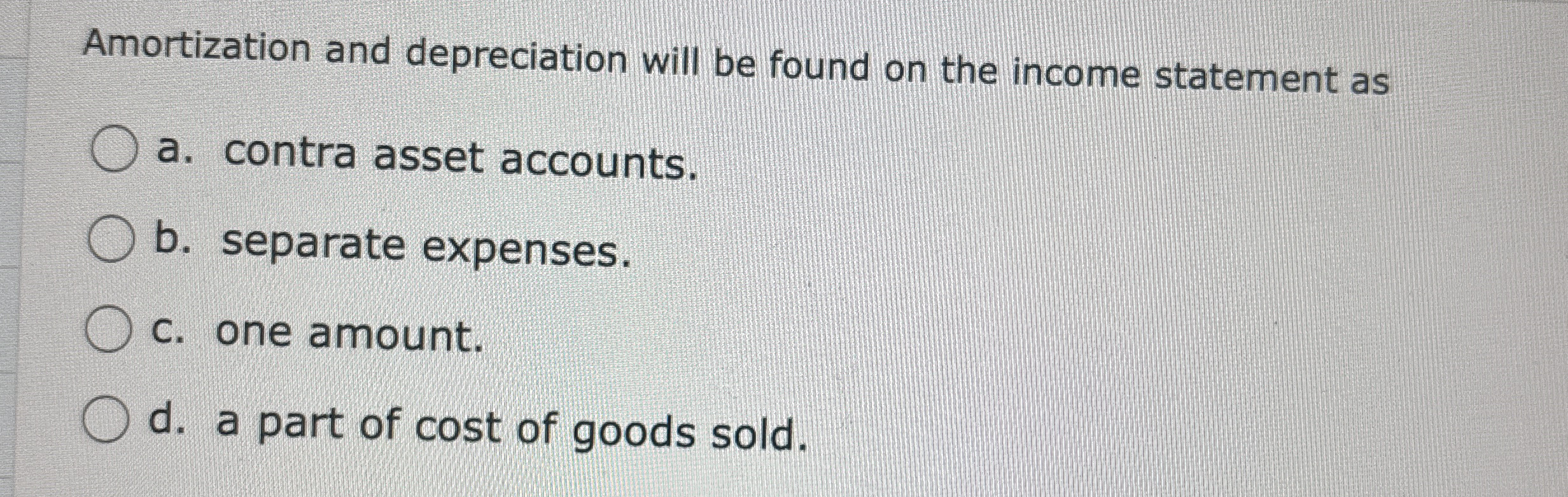 Amortization and depreciation will be found on