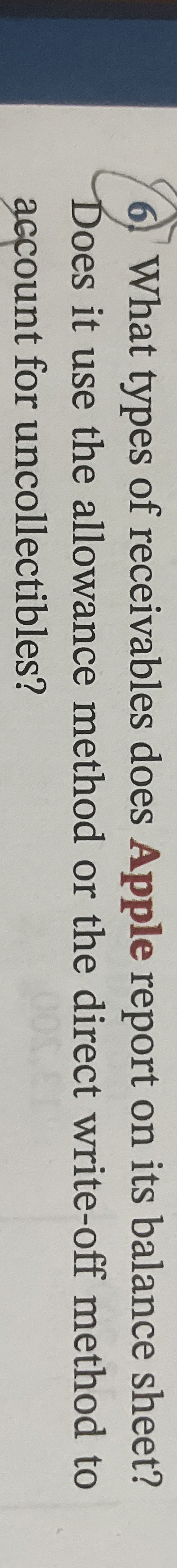What types of receivables does Apple report on