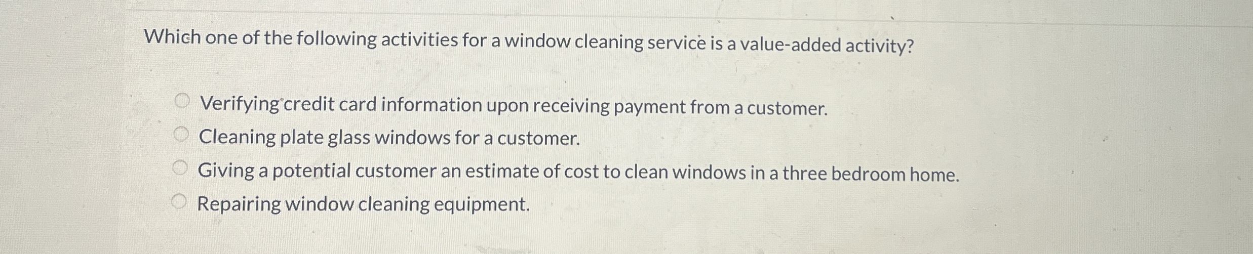 Which one of the following activities for a