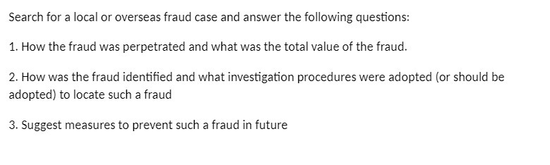Search for a local or overseas fraud case and