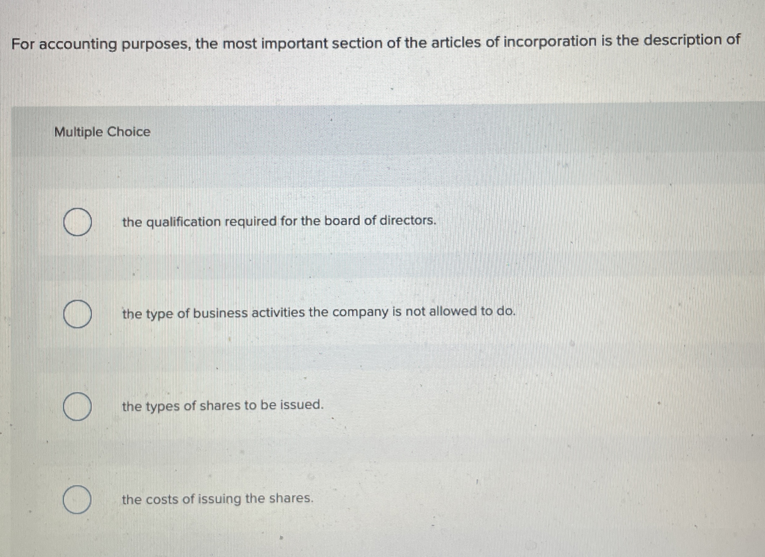 For accounting purposes, the most important