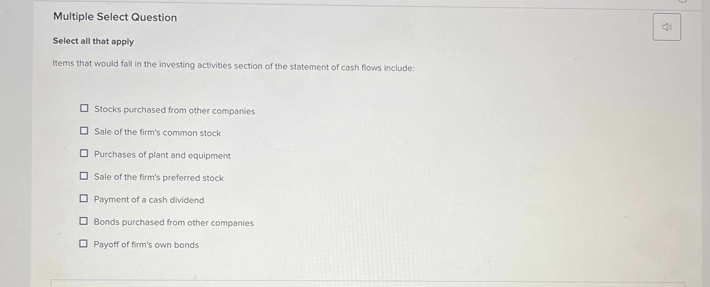 Multiple Select Question Select all that apply