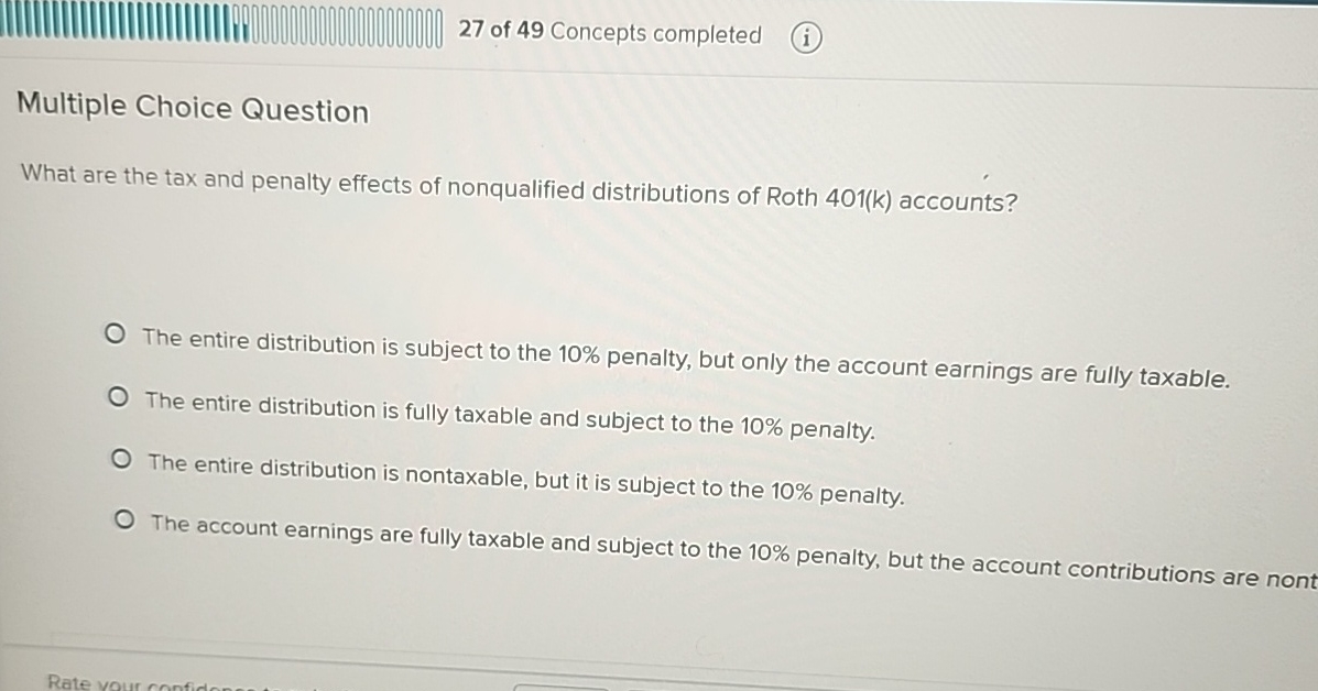 2 7 of 4 9 Concepts completed Multiple Choice