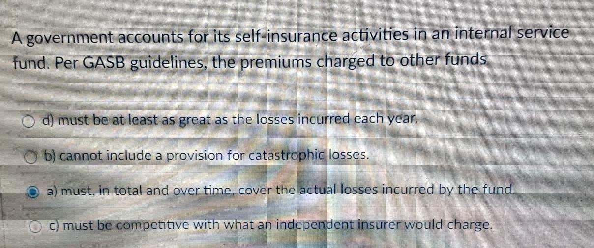 A government accounts for its self - insurance