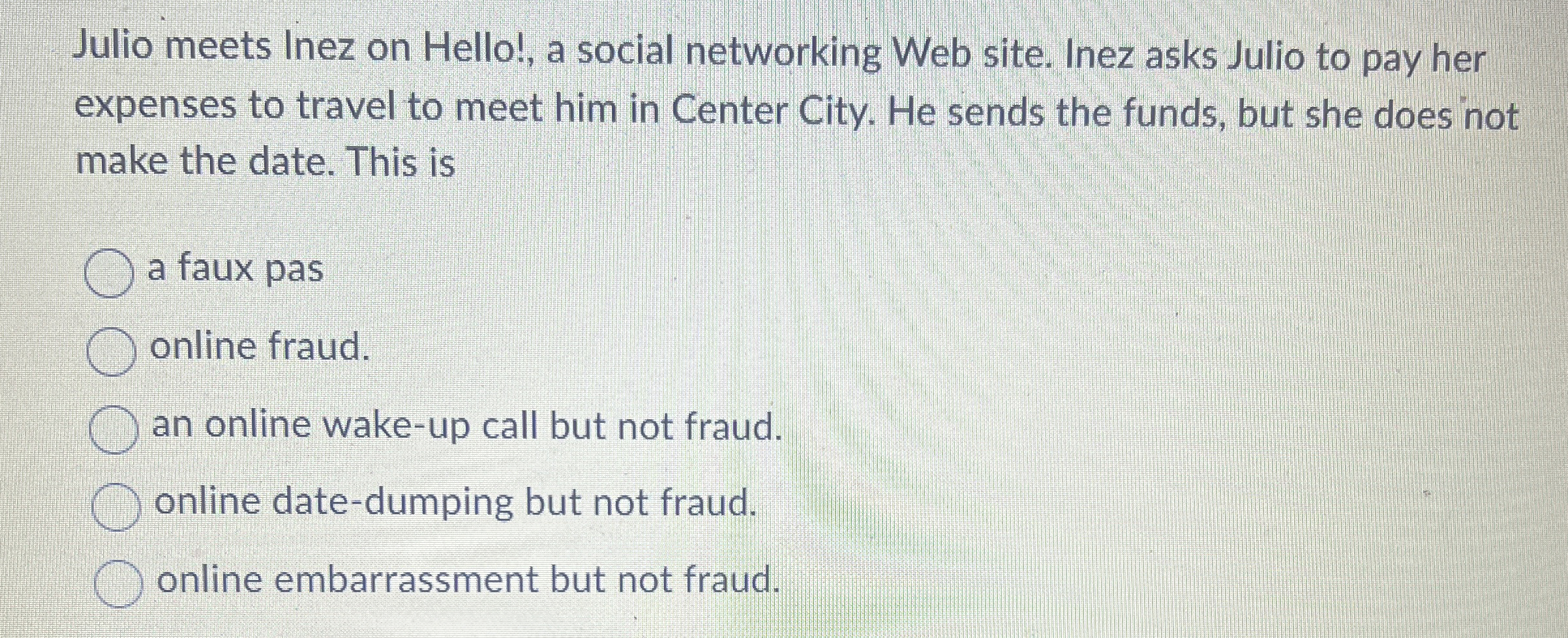 Julio meets Inez on Hello!, a social networking