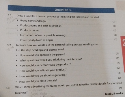 Question 3 . 3 . 1 Draw a label for a canned