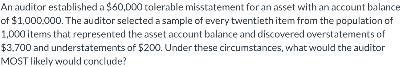 An auditor established a \ ( \ $ 6 0 , 0 0 0 \ )