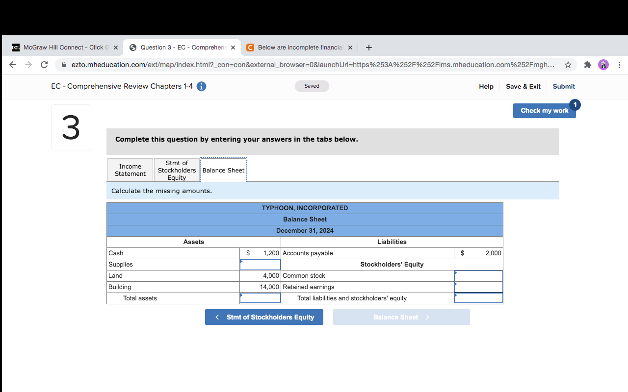 021 McGraw Hill Connect - Click G x 3 Question 3