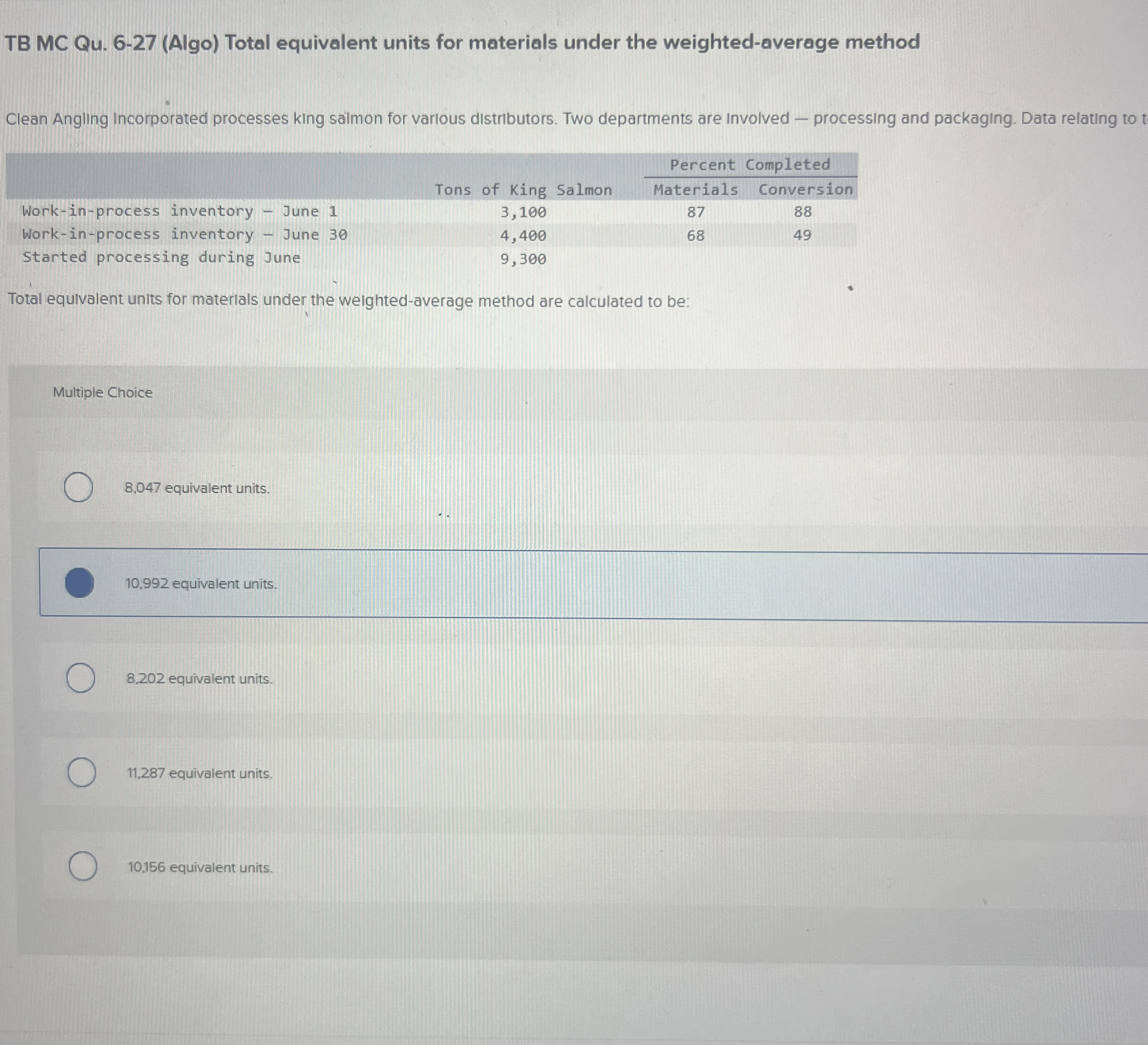 TB MC Qu . 6 - 2 7 ( Algo ) Total equivalent