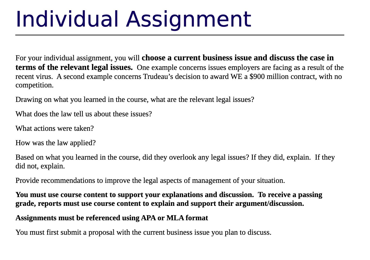 Individual Assignment For your individual