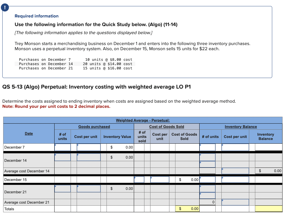! Required information Use the following