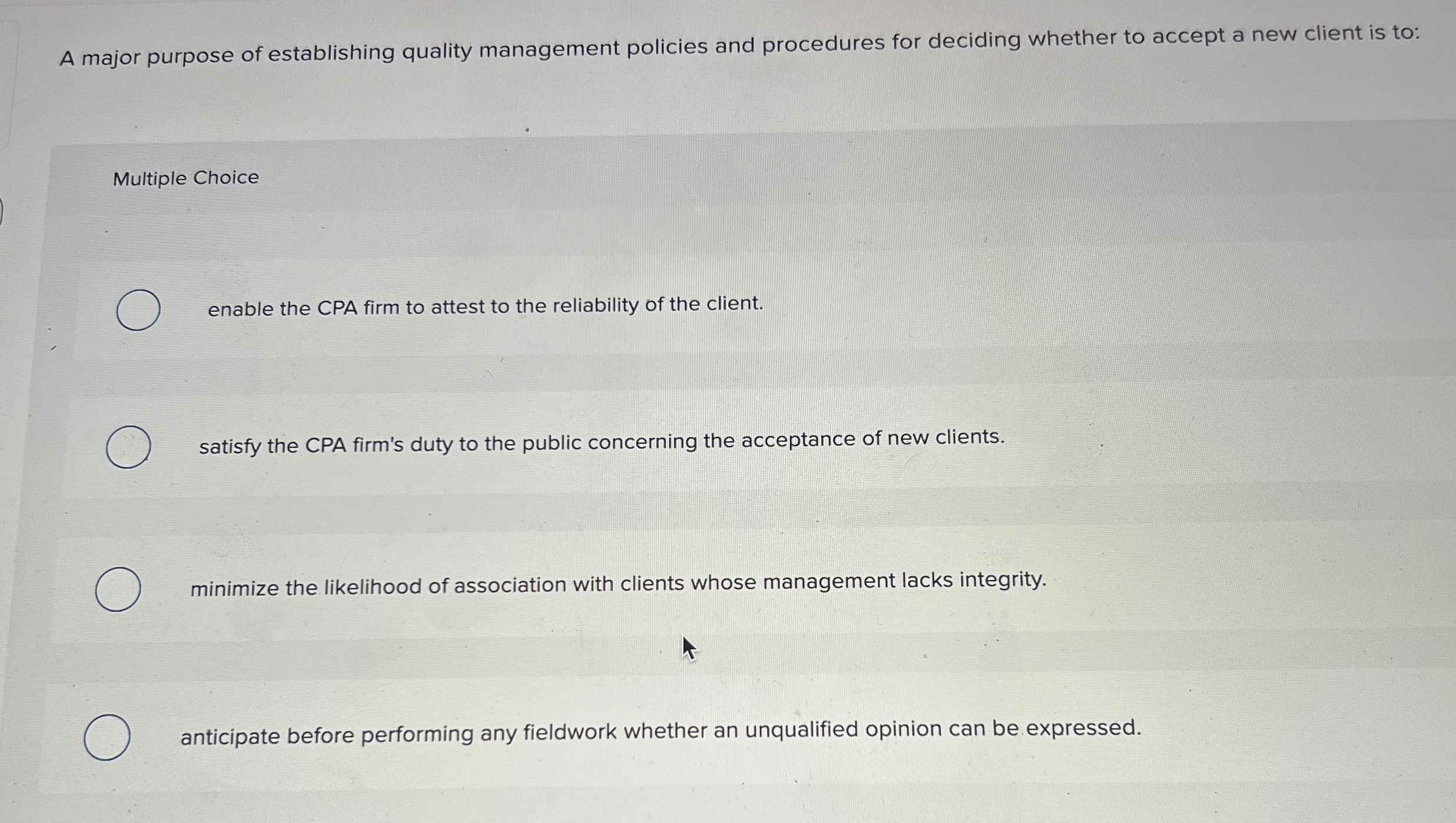 A major purpose of establishing quality