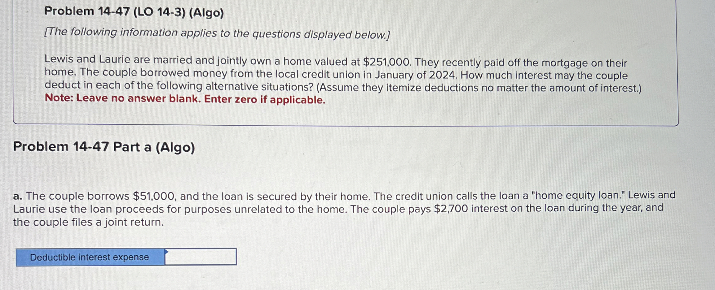 Problem 1 4 - 4 7 ( LO 1 4 - 3 ) ( Algo ) [ The